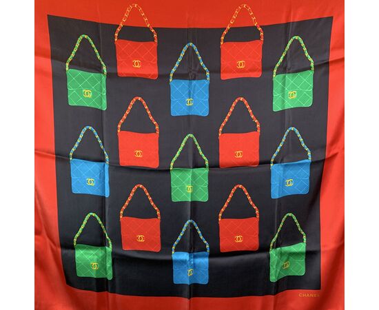 CHANEL Foulard Vintage in Seta Col. Rosso