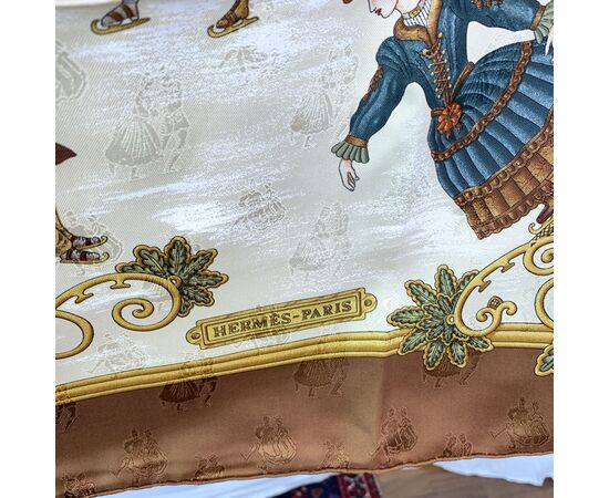 HERMES Foulard Vintage in Seta Col. Marrone Carre 90