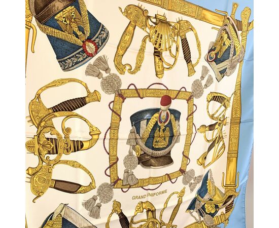 HERMES Foulard Vintage in Seta Col. Blu Carre 90