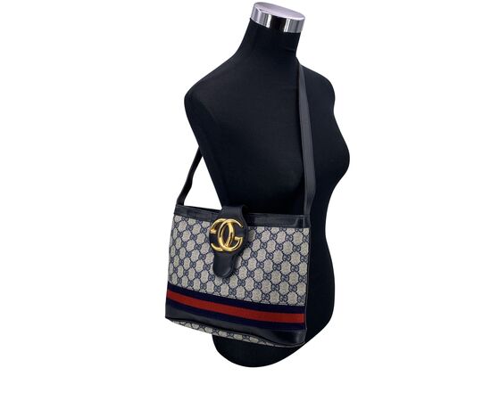 GUCCI Borsa a Tracolla Vintage in Tela Col. Blu Ophidia S