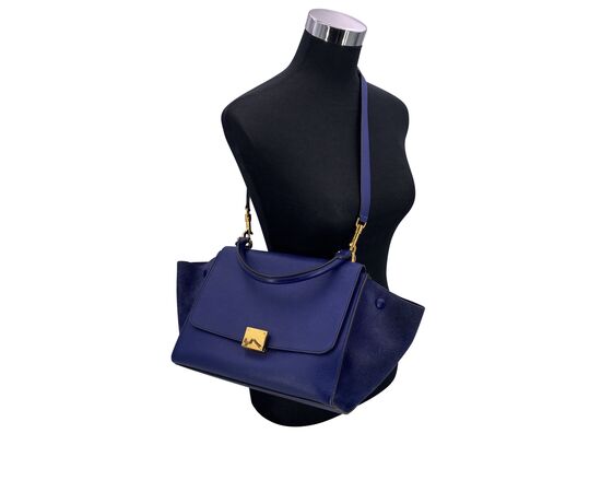 CELINE Borsa a Mano in Pelle Col. Blu Trapeze M