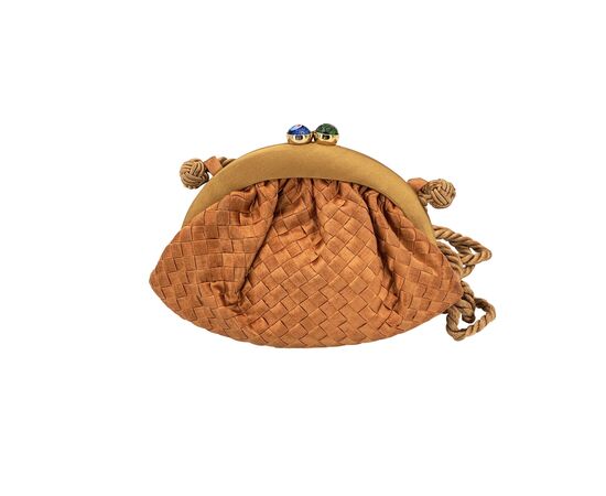 BOTTEGA VENETA Borsa a Tracolla Vintage in Seta Col. Beige S