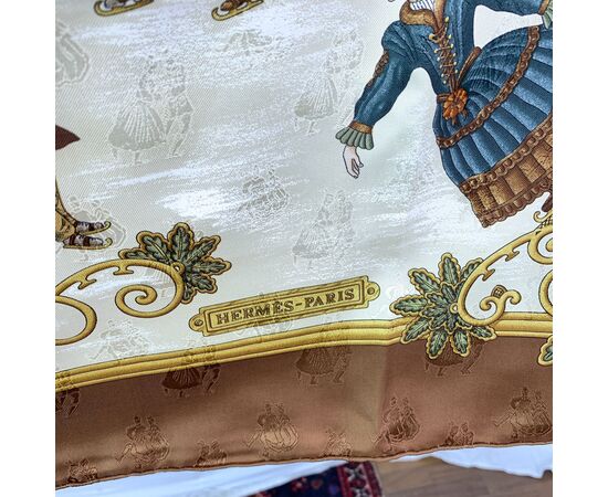 HERMES Foulard Vintage in Seta Col. Marrone Carre 90