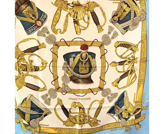 HERMES Foulard Vintage in Seta Col. Blu Carre 90