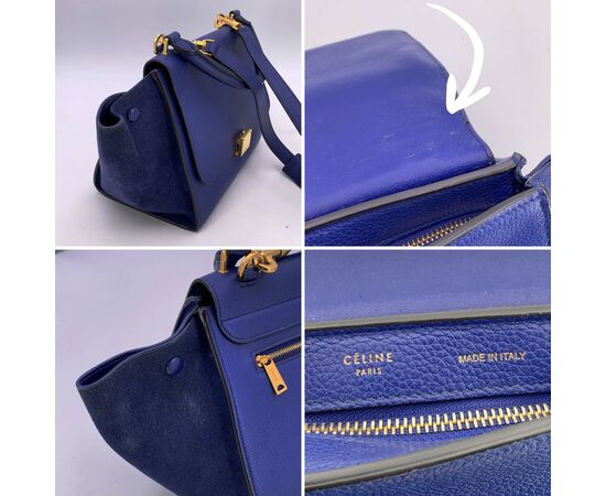 CELINE Borsa a Mano in Pelle Col. Blu Trapeze M