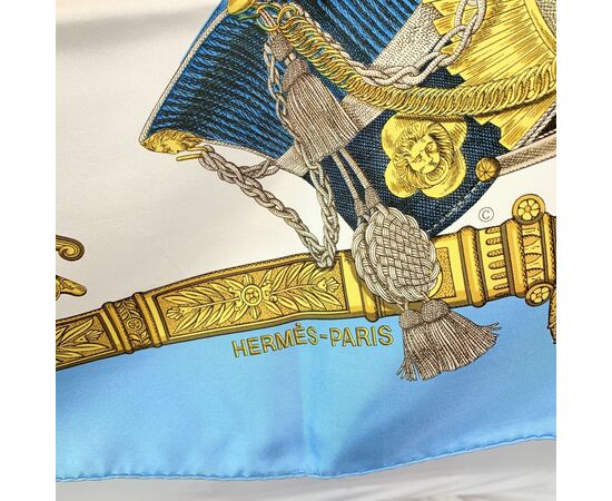 HERMES Foulard Vintage in Seta Col. Blu Carre 90