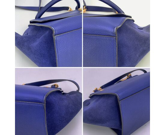 CELINE Borsa a Mano in Pelle Col. Blu Trapeze M