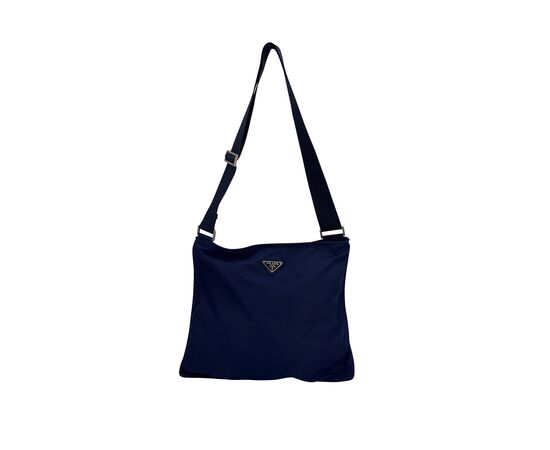 PRADA Borsa a Tracolla in Tela Col. Blu Tessuto M