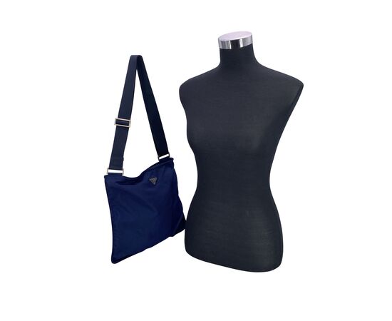 PRADA Borsa a Tracolla in Tela Col. Blu Tessuto M