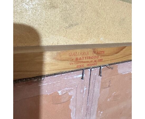 Antique ceramic tile panel showing knights by Franceschini Pesaro ZG, 1950. Dimensions: 103x43cm