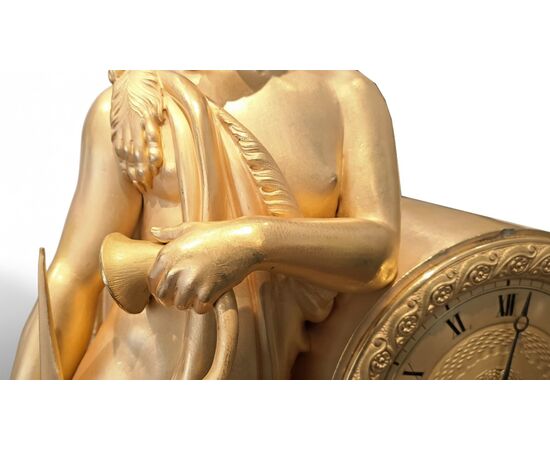"DIANA THE HUNTRESS" - GILDED BRONZE MANTEL CLOCK - CHARLES X