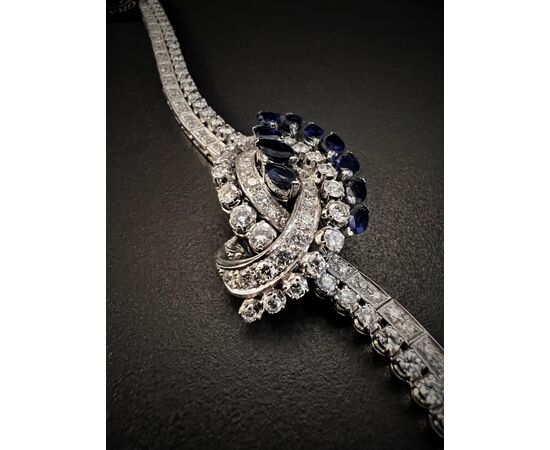 Bracciale  a nodo  con  Zaffiri  e  Diamanti   5.5  ct.