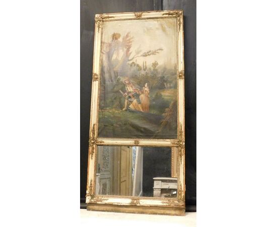 specc213 - mirror with painting on canvas, cm 70 xh 150     