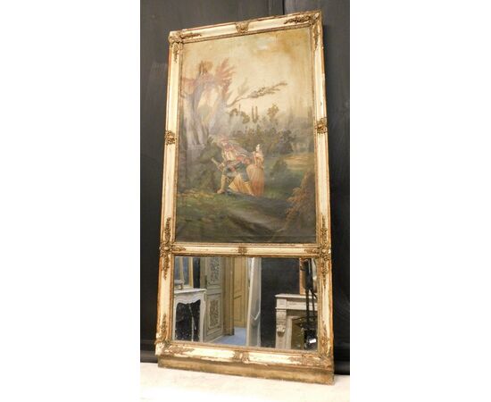 specc213 - mirror with painting on canvas, cm 70 xh 150     