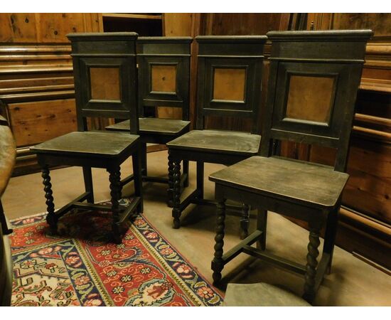 panc86 four chairs with wooden seat mis. larg. cm 43 x 39 h 98 cm     