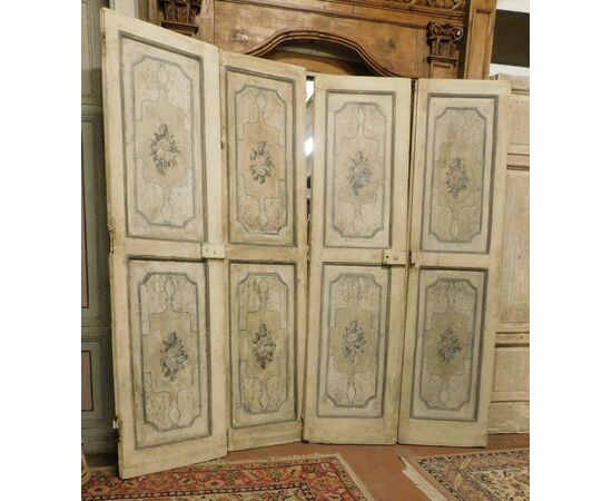 ptl195 two double lacquered doors, painted on both sides, meas. 114 xh 215 cm     