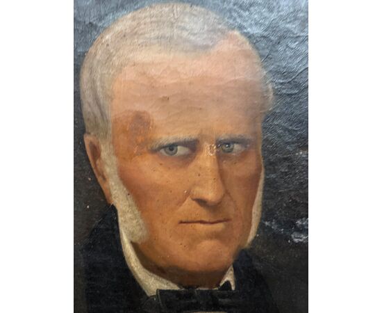 Antique 19th century oil on canvas painting of a noble figure in a gilded frame, 90x71cm