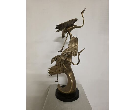 Scultura in ottone, raffigurante Aironi Cenerini in volo, anni 40'