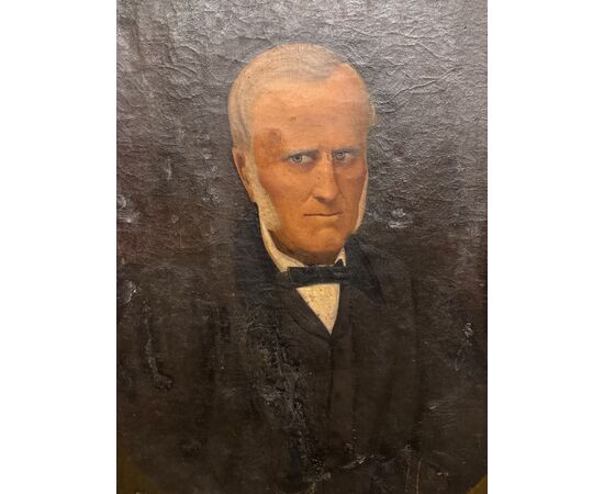 Antique 19th century oil on canvas painting of a noble figure in a gilded frame, 90x71cm