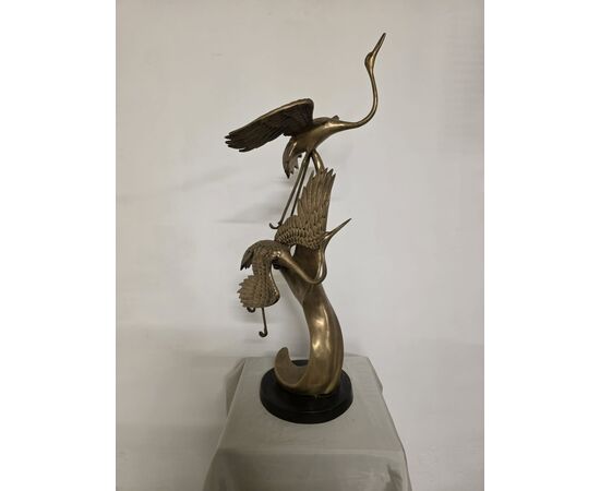Scultura in ottone, raffigurante Aironi Cenerini in volo, anni 40'