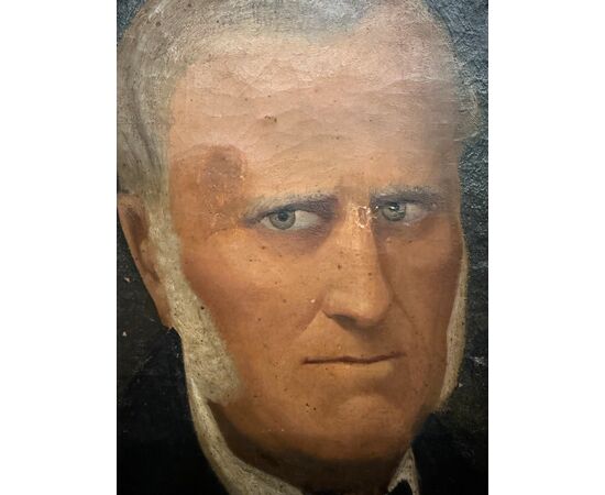 Antique 19th century oil on canvas painting of a noble figure in a gilded frame, 90x71cm