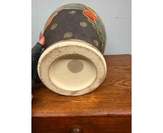 Antico vaso Giappone Satsuma '900 con personaggi, 38x25cm