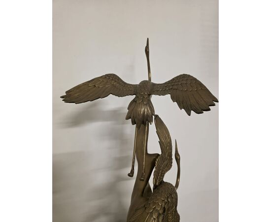 Scultura in ottone, raffigurante Aironi Cenerini in volo, anni 40'