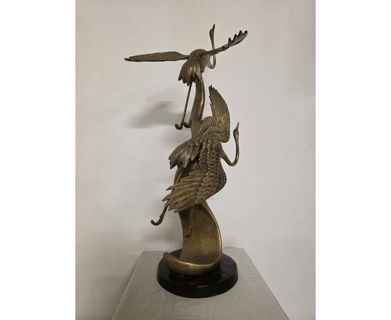 Scultura in ottone, raffigurante Aironi Cenerini in volo, anni 40'