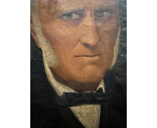 Antique 19th century oil on canvas painting of a noble figure in a gilded frame, 90x71cm