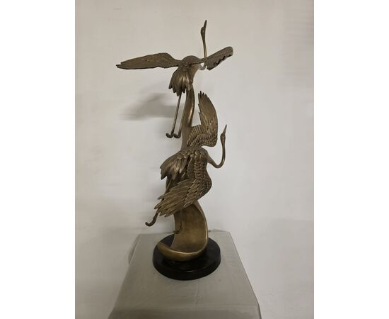 Scultura in ottone, raffigurante Aironi Cenerini in volo, anni 40'