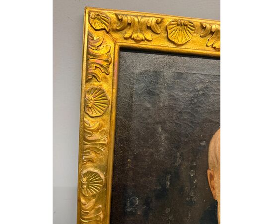 Antique 19th century oil on canvas painting of a noble figure in a gilded frame, 90x71cm