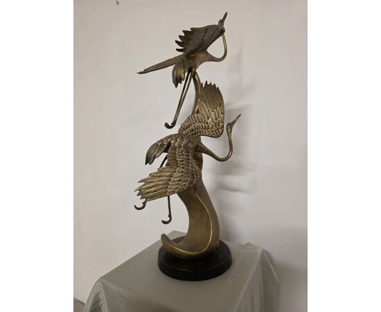 Scultura in ottone, raffigurante Aironi Cenerini in volo, anni 40'