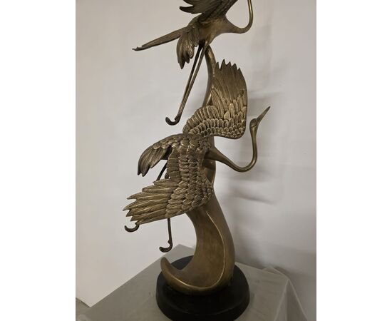 Scultura in ottone, raffigurante Aironi Cenerini in volo, anni 40'