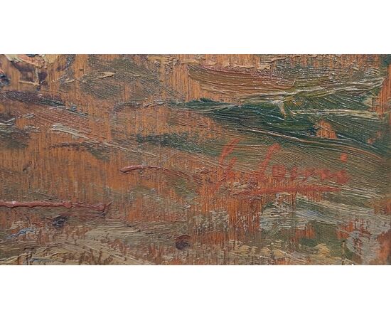 " SCENA RURALE CON GALLINE E PULCINI" - GIOVANNI LOMI (1889 - 1969)