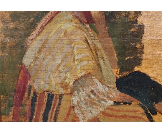 " FIGURA ORIENTALE SEDUTA" - OLIO SU TAVOLA - EUGENIO CECCONI (1842 - 1903)