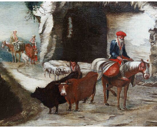 Antonio Travi detto il Sestri (Sestri Ponente, 1608 - Genova, 1665), Paesaggio con rovine, contadini e pastori