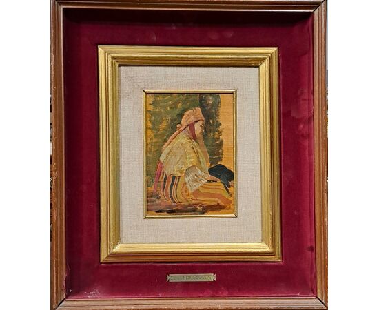 " FIGURA ORIENTALE SEDUTA" - OLIO SU TAVOLA - EUGENIO CECCONI (1842 - 1903)