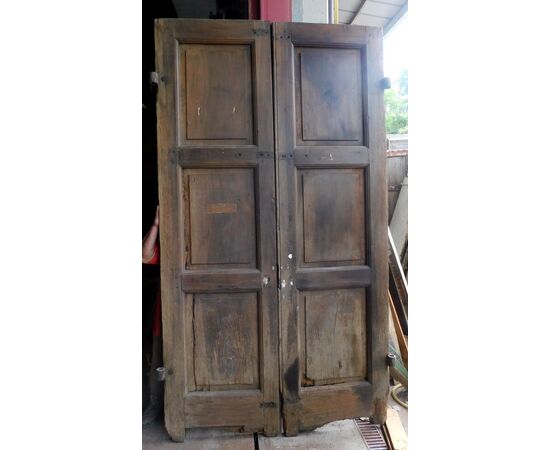 pte085 - door with two doors in walnut, 140.50 xh 255 cm     