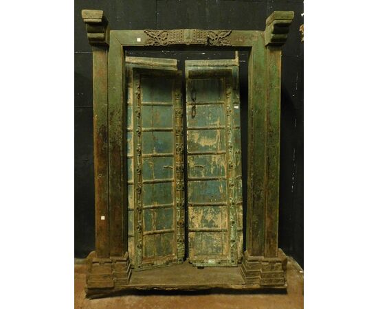 ptcr428 - ethnic door with frame, size max cm 142 xh 215     