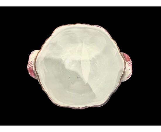 Vaso cachepot in maiolica con decoro alla rosa.Finck.Bologna.