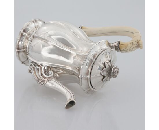 George III sterling silver teapot with ivory handle, William Eaton, London, 1804