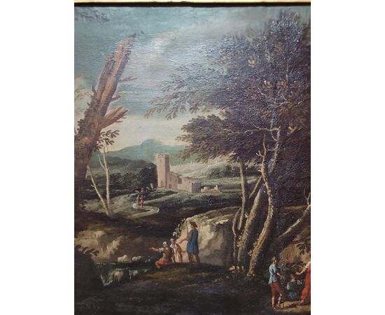 Coppia dipinti Paesaggi con scena mitologica - Italia centrale