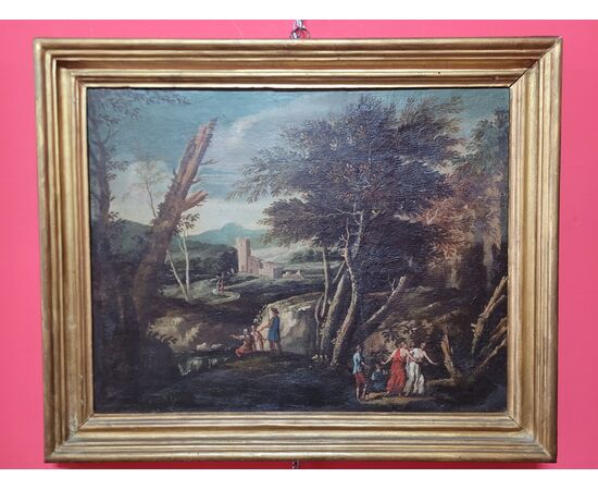 Pair of paintings Landscapes with mythological scene - Central Italy