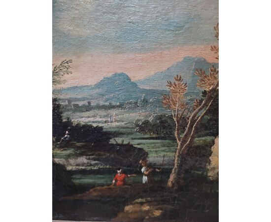 Pair of paintings Landscapes with mythological scene - Central Italy