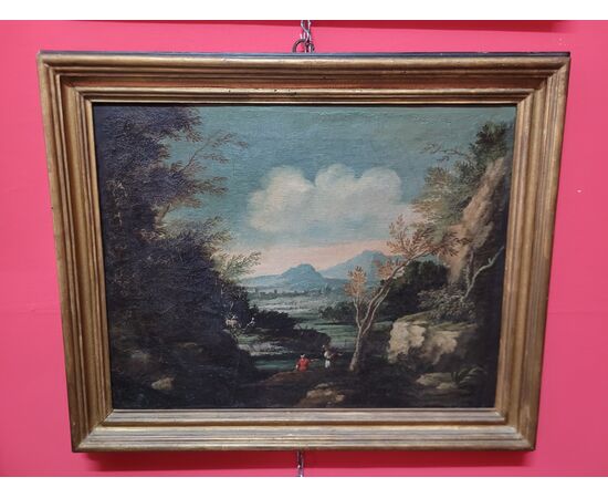 Pair of paintings Landscapes with mythological scene - Central Italy
