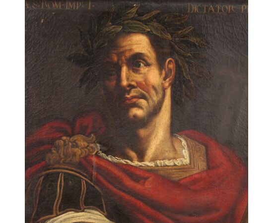 Rare Italian painting portrait of Julius Caesar from the 17th century