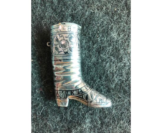 Silver matchbox in the shape of a boot with niello.Russia workmanship     