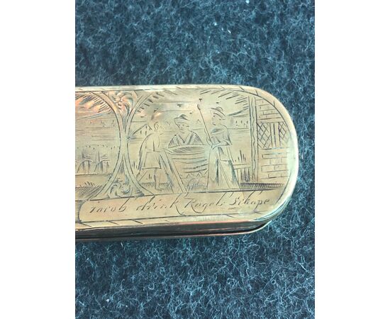 Brass snuffbox engraved with 6 vignettes depicting the life of Jacob. Holland     