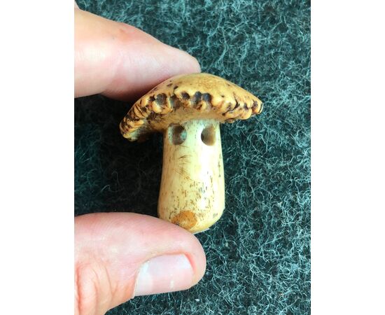 Netsuke &#39;in bone depicting a mushroom.Japan     
