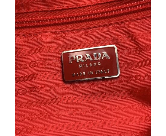 PRADA Borsa Hobo in Tela Col. Rosso Tessuto M